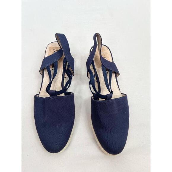 LifeStride Katrina 2 Shoes Size US 8.5 Navy Blue Espadrilles Wedge Canvas - Picture 2 of 13